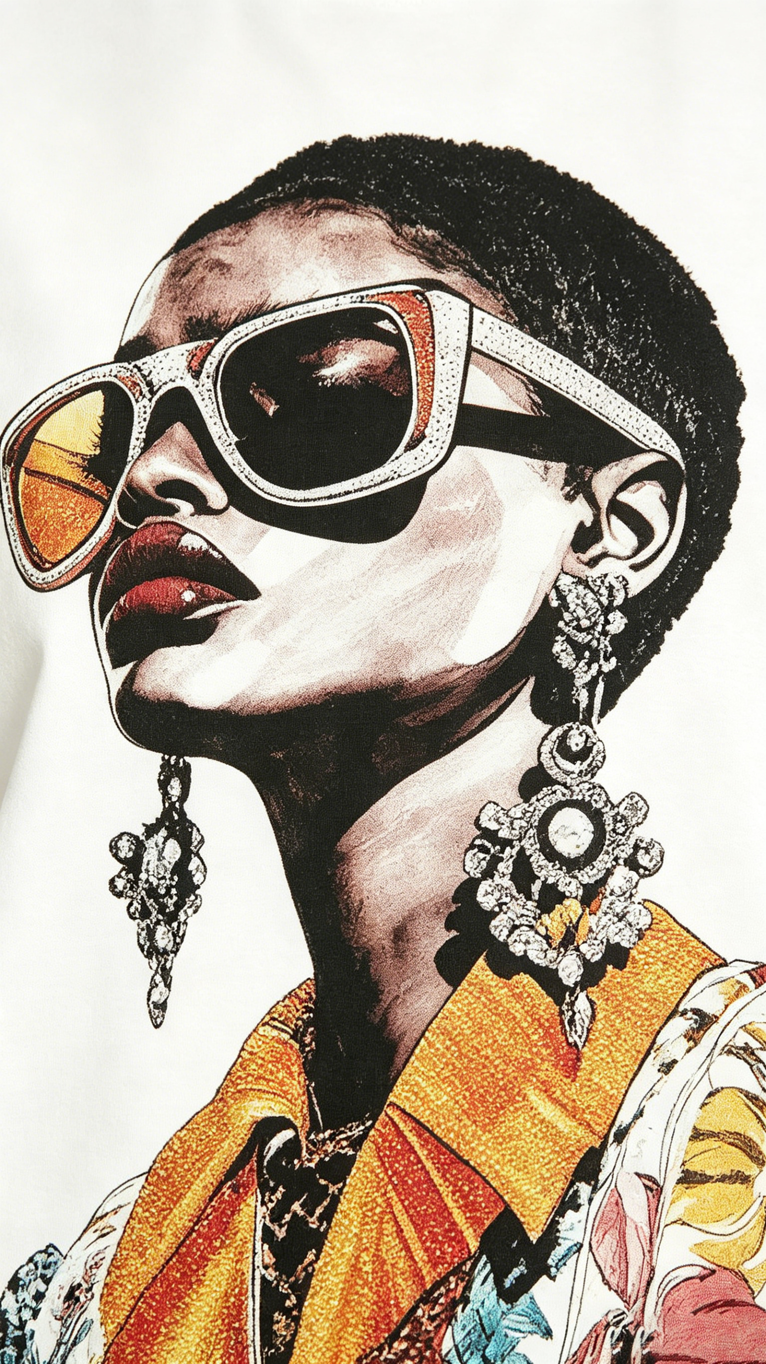 Close-up of rhinestone sunglasses lady face detail showing crystal sparkle quality
