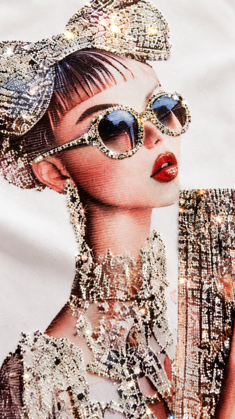 Rhinestone Vintage Lady T-Shirt - Boho Sunglasses Design