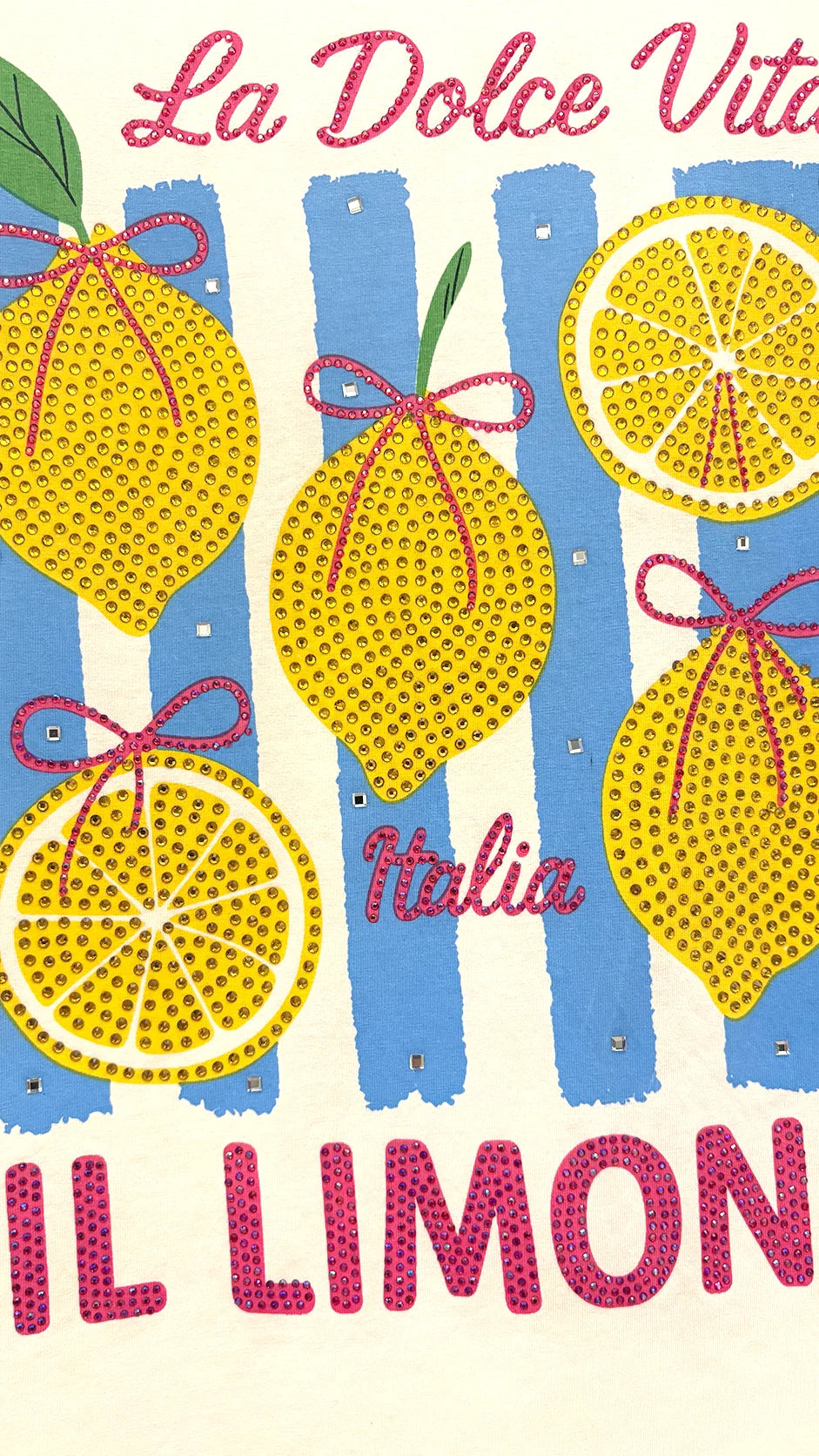 Rhinestone Italian Summer T-Shirt - IL LIMON Lemon Design
