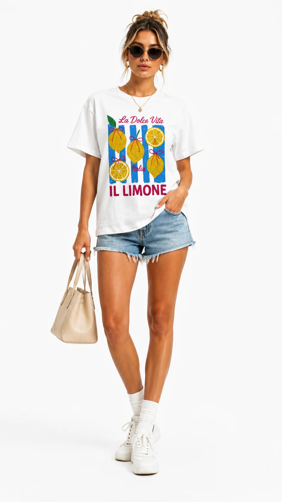 Rhinestone Italian Summer T-Shirt - IL LIMON Lemon Design