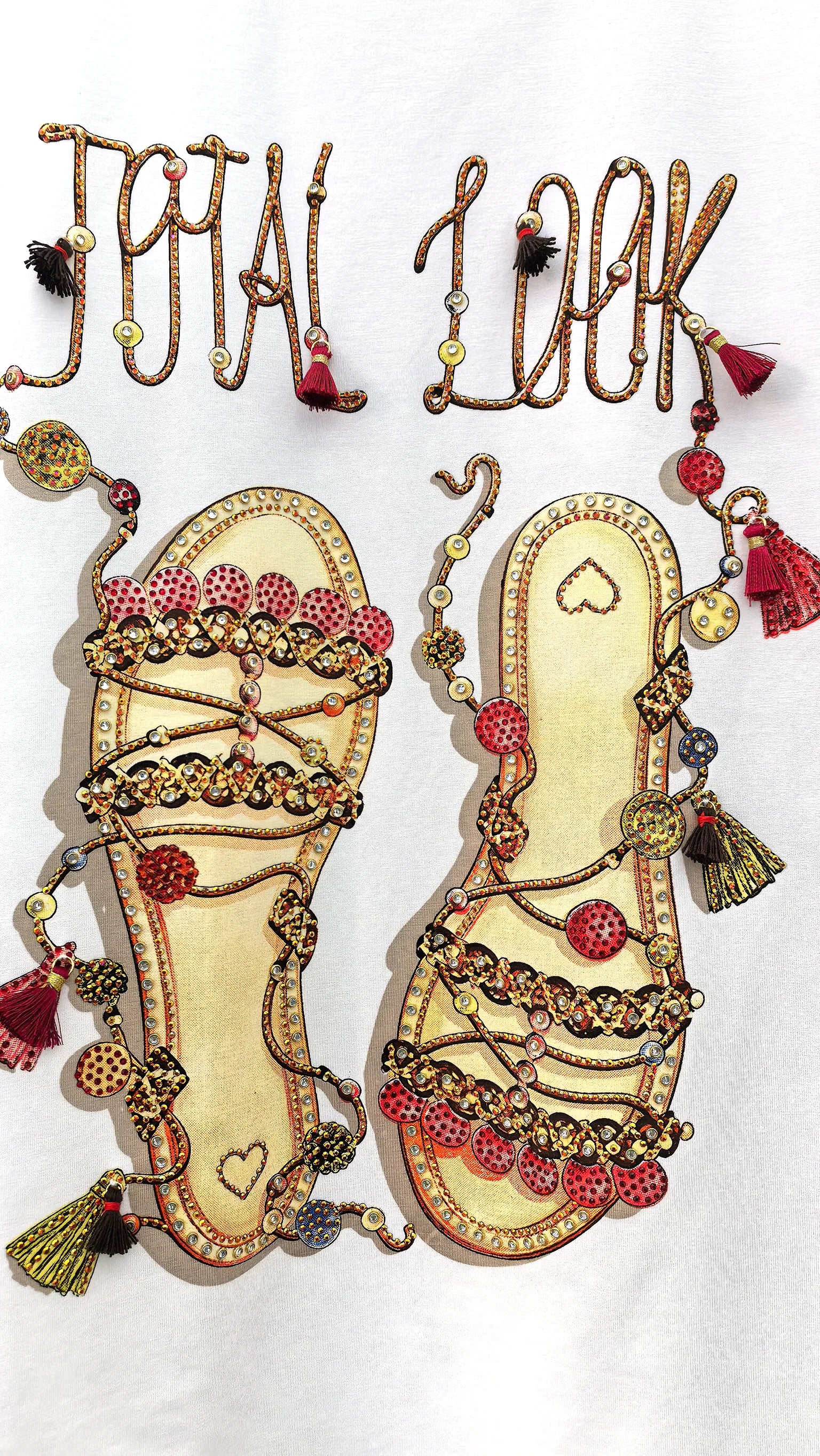 Rhinestone Sandal Graphic T-Shirt - Total Look Summer Footwear Design